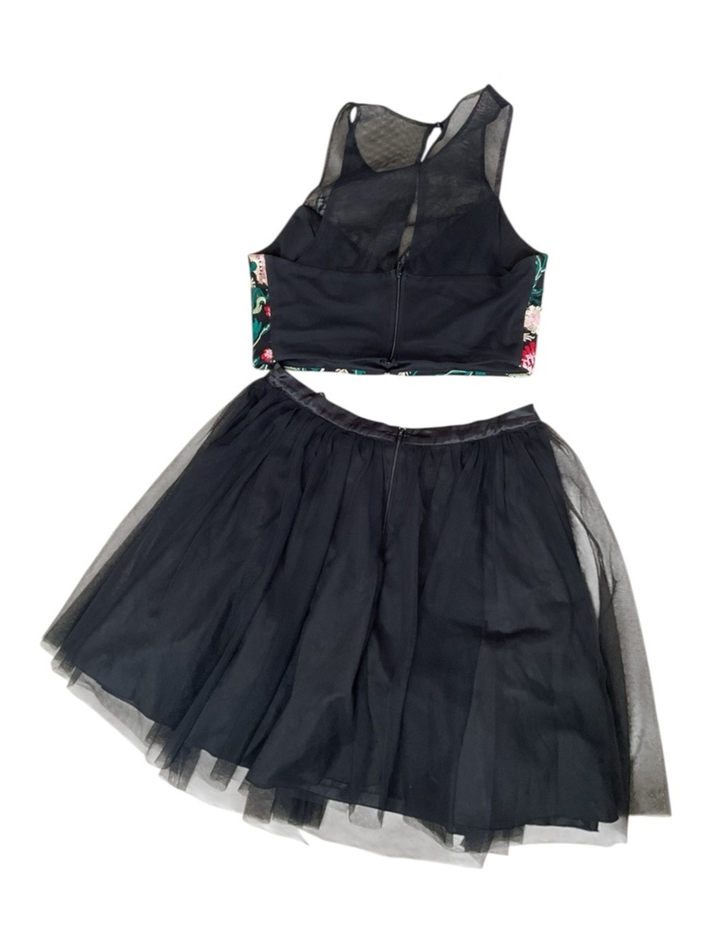 My Michelle Black Embroidered 2 Piece Set Top Skirt Prom Homecoming 9 11 - Picture 3 of 10